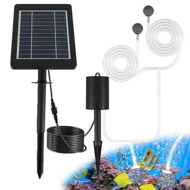 Solární Provzdušňovač Jezírka Kyslíkové Čerpadlo S Hadicí 2200mah Vzduchový Kámen