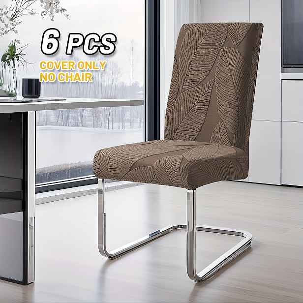 TEMU 4/6 ks Elastické potahy na židle se vzorem listů, chrániče židlí, elastická měkká mikrovláknová tkanina, lze prát v pračce, vhodné do obývacího
