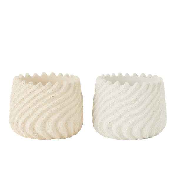 Bílý a krémový cementový obal na květináč Maris - Ø 17*13,5 cm J-Line by Jolipa