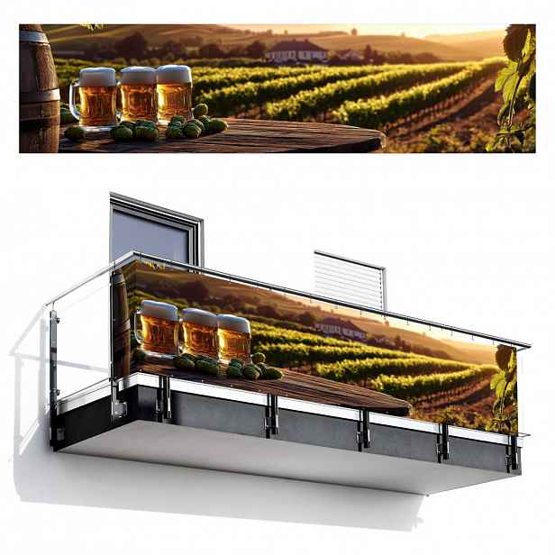 MuchoWow BALKONOVÁ ZÁSTĚNA Pivo - Chmel - Krajina 500x120 cm