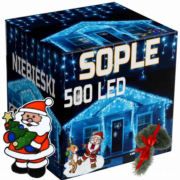 Rampouchy 500 Led Vánoční Osvětlení Světla Modrá 20 m Venkovní závěs