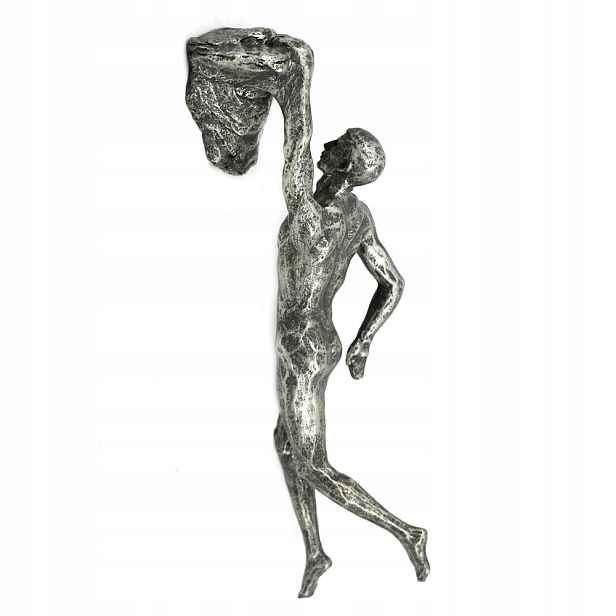 Šedá Nástěnná Figurka Muž Na Skále 30 cm