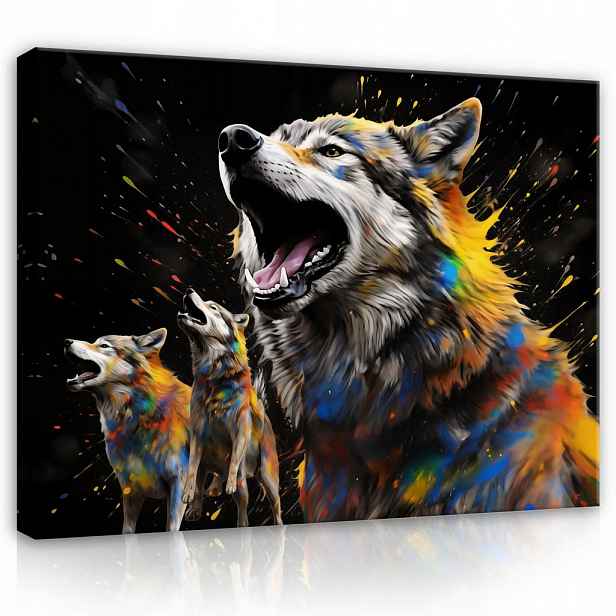 Wallarena OBRAZY NA PLÁTNĚ Abstraktní vlk 60x40