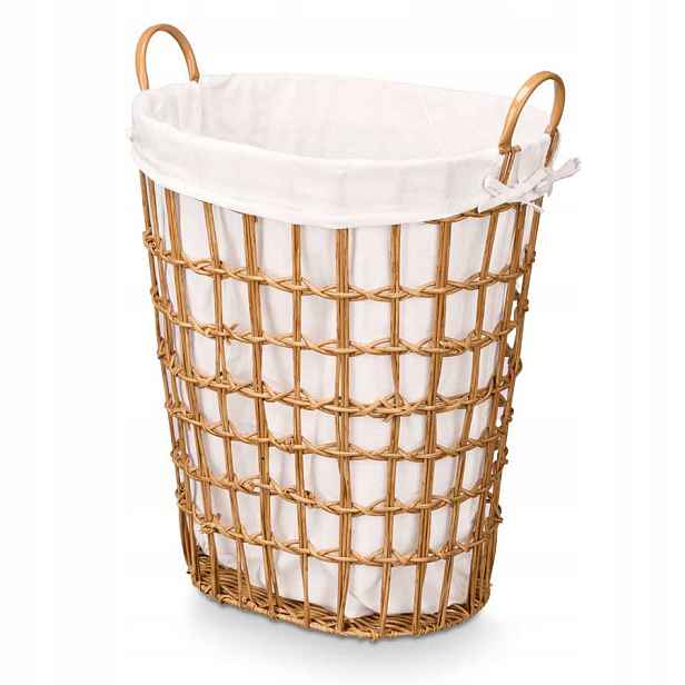Koš na prádlo s látkovou vložkou a úchyty, 58 cm, hnědý
