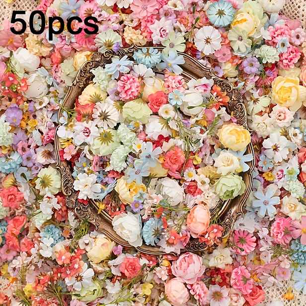TEMU 50/100/150 ks Mini Náhodný Mix Umělé Květiny Hedvábné Falešné Květiny pro Domácí Dekorace Řemeslné Dárky Doplnky Svatební Dekorace pro Nevěstu