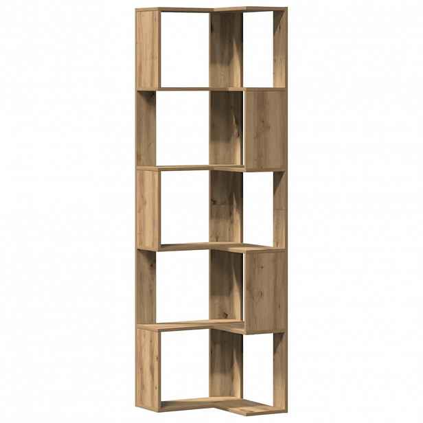vidaXL Rohová 5patrová knihovna dub artisan 50 x 50 x 179 cm kompozit