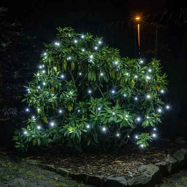 Hobby Line LED světelná síť, 200 × 150 cm, ledově bílá, 90 diod, tmavě zelený kabel, IP44, prodlužovací