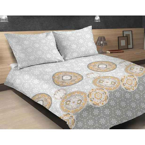 Povlečení 220x200 Exclusive 46 Mandala Ubrousky Šedá Žlutá