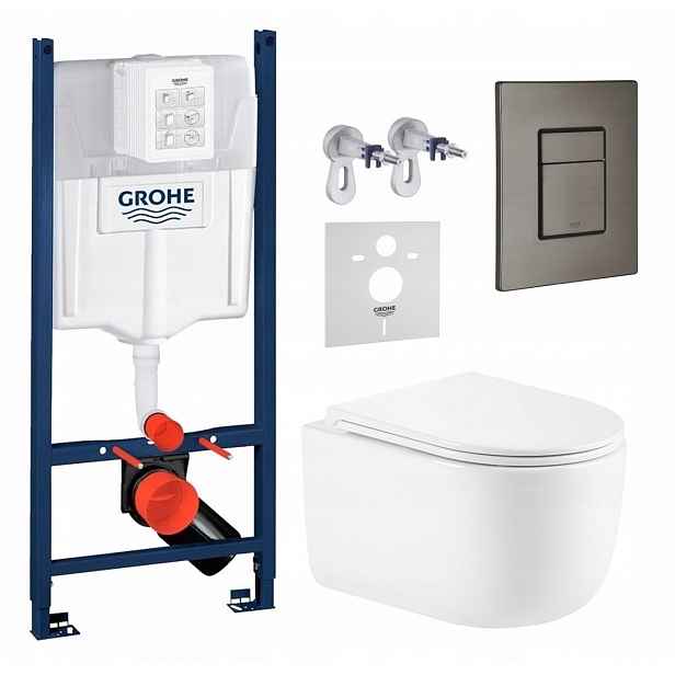 Wc sada Grohe Rapid s mísou Lesna Tornado tlačítko grafit kartáčované