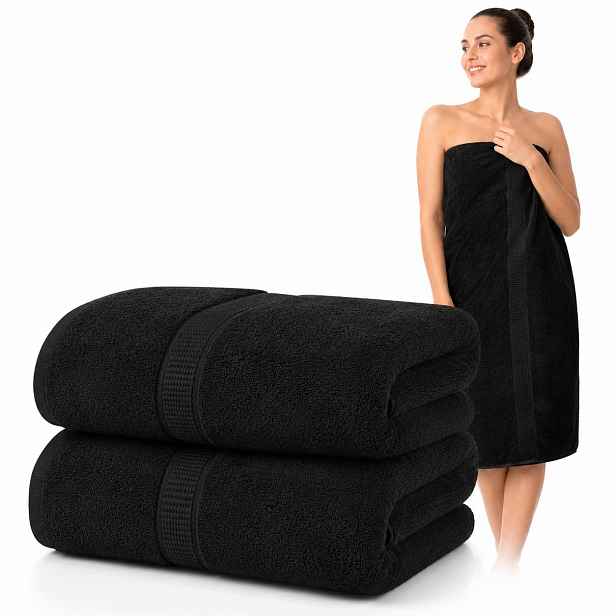 Sada 2 Ks Koupelový Ručník Velký 90X180 Silný Bavlna Oeko-tex Absorpční