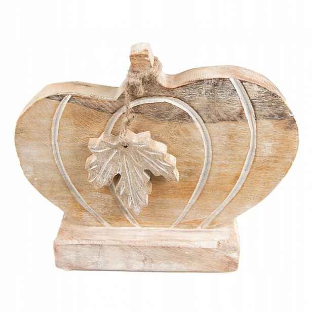 Hnědá dřevěná dekorace Dýně na podstavci – 29x6x22 cm