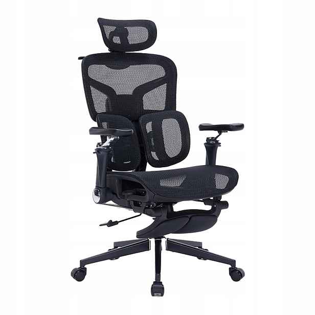 Kancelářská židle s podnožkou Ergonomická otočná židle k psacímu stolu černá