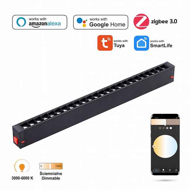 Lineární Led WiFi reflektor Zigbee Grille 18W Smart Track 230VAC 3000-6000K