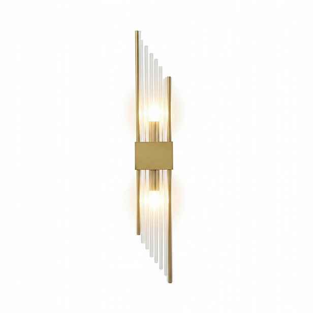 Nástěnná lampa Křišťálová Slash 50 cm Zlatá 2xE14 IP20 230V Mosaz