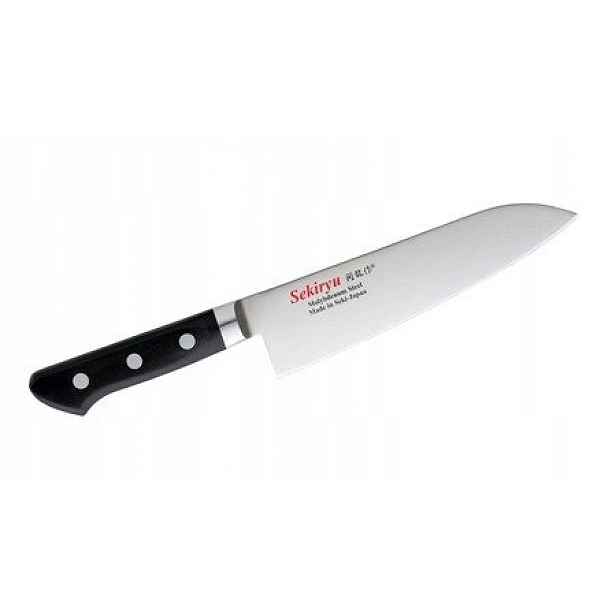 Nůž Šéfkuchaře Sekiryu Kuroi Tori Santoku 18 cm Ocelový Černá Rukojeť