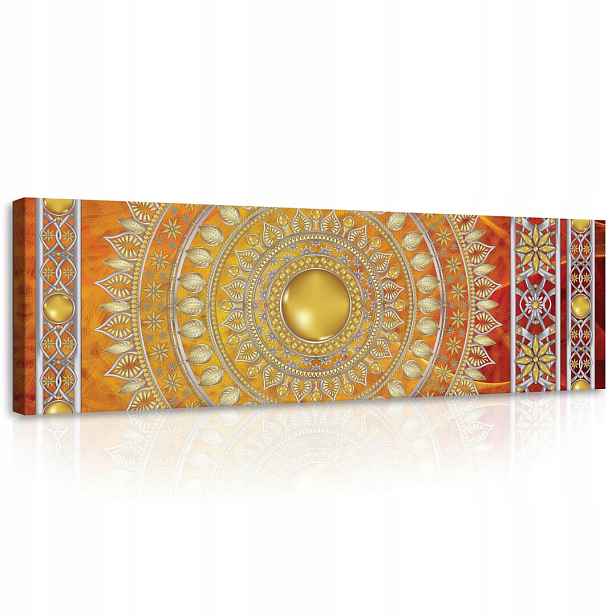 Obraz 145x45 Zlatá mandala harmonie pro meditaci a výzdobu interiérů