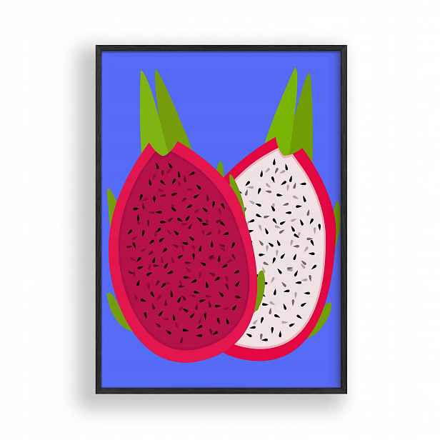 Obraz Pitahaya Dračí Ovoce Plakát Rámeček Dřevěný Černý 30x42 cm