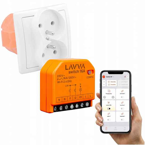 WiFi relé Ovladač zásuvky 16A Lavva Switch Smart Home