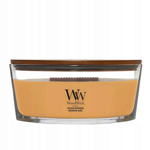 WoodWick Golden Bourbon vonná svíčka elipsa 453g dřevo