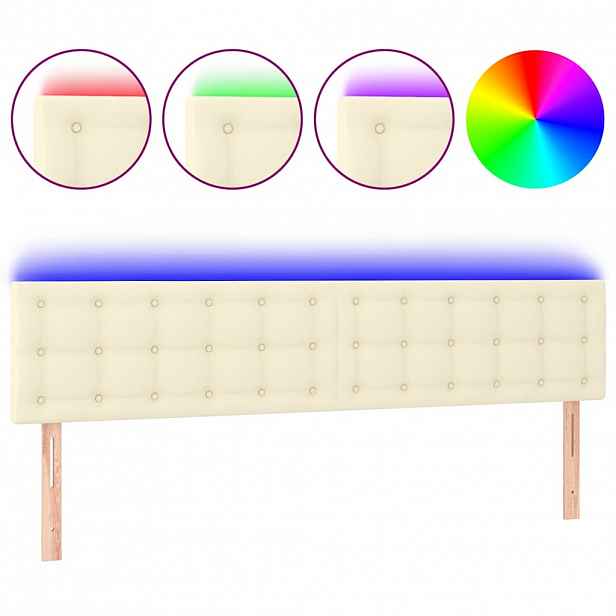 vidaXL Čelo postele s LED krémové 200x5x78/88 cm umělá kůže