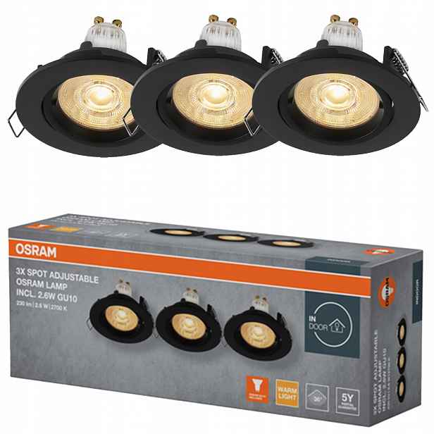 3x Stropní Led svítidlo GU10 2.6W 2700K stmívatelné Osram