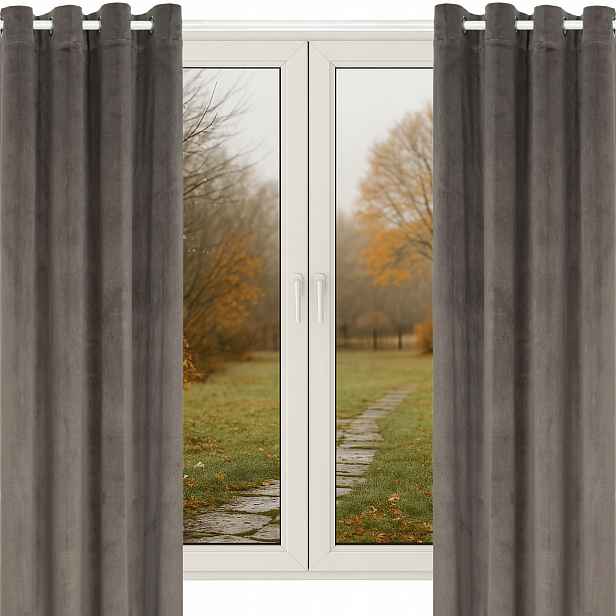 Velurové Záclony Na Průchodkách 140x250 Béžové 2 Kusy Silný Velur