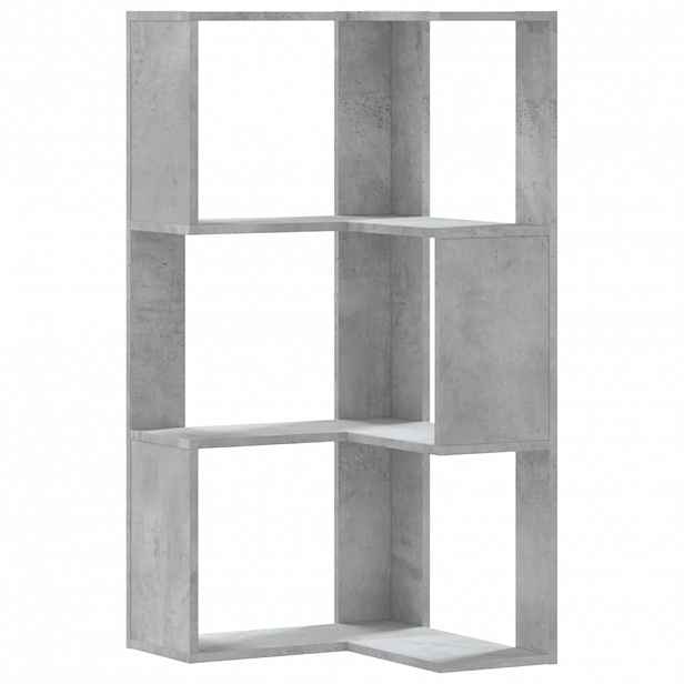 vidaXL Rohová 3patrová knihovna betonově šedá 50x50x102 cm kompozit