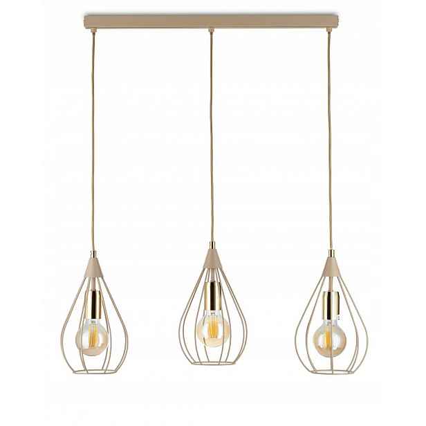 Závěsné svítidlo Noa béžové se zlatými prvky 3xE27 75 cm Moderní Taupe