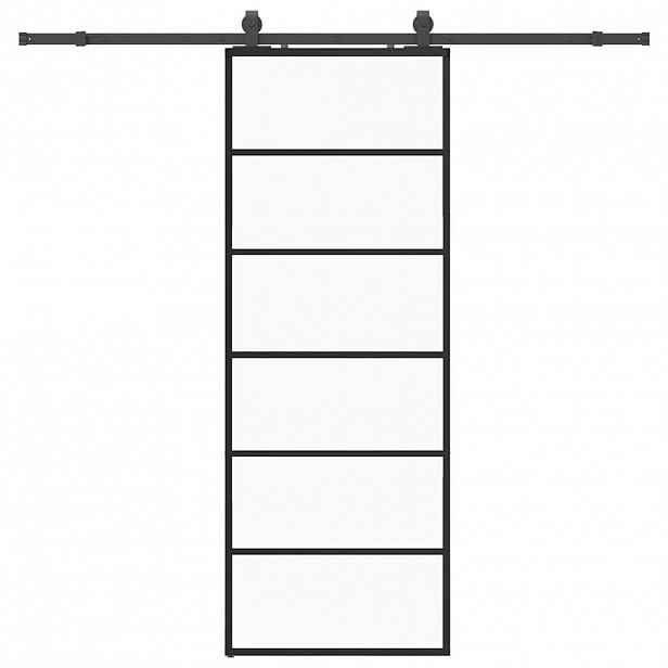 vidaXL Posuvné dveře se sadou kování černé 76x205 cm ESG Glass
