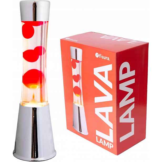 Lávová lampa magma Lava Lawa lampička LT0322 Stříbrná Červená 41 cm magmatická Fi