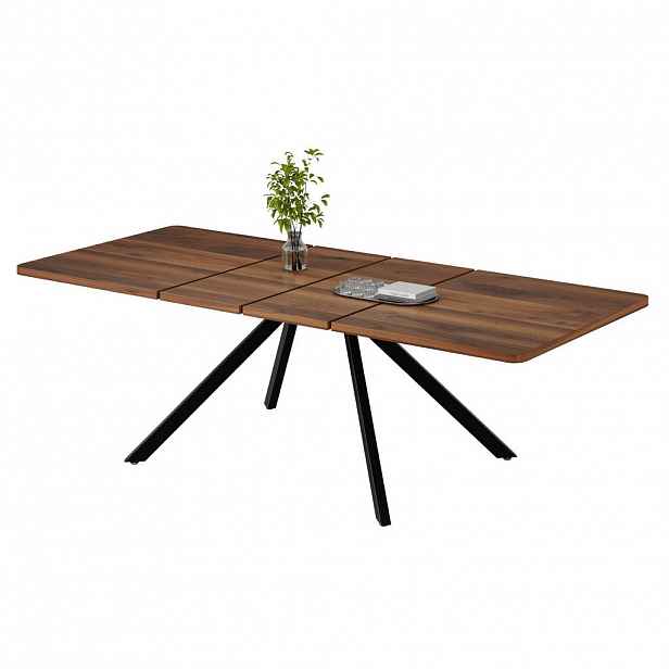 Modfu JÍDELNÍ stůl z MDF 240x90x74.5 cm v ořechové barvě, rozkládací pro 6–10 osob se zesílenými pojezdy