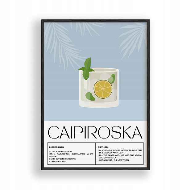 Obraz Caipiroska Plakát Rámeček Dřevěný Černý 30x42 cm