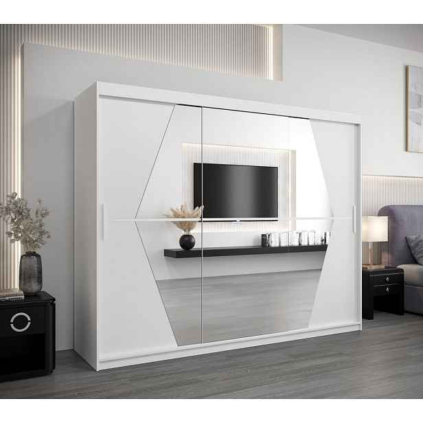 Šatní skříň SAMANTA - šířka 250 cm, bílá