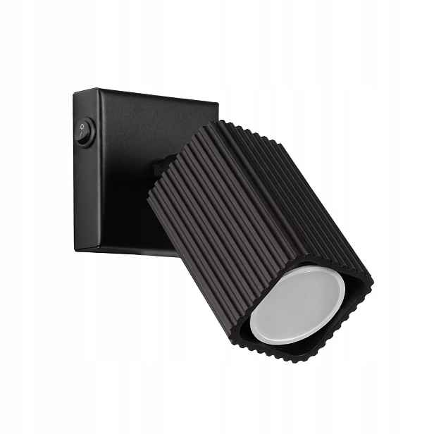 Sollux Lighting Rayo nástěnné svítidlo černé rýhované 1xGU10 10W s vypínačem