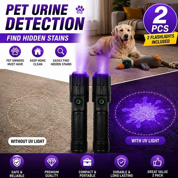 TEMU 2ks LiHangStar USB dobíjecí UV svítilna a detekční světlo vhodné pro detekci skvrn od domácích mazlíčků, lov štírů, hledání úniků klimatizace v