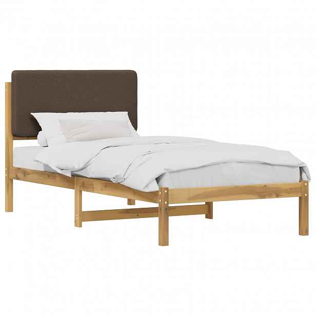 vidaXL Rám postele s čalouněným čelem Bělená a taupe 90 x 190 cm