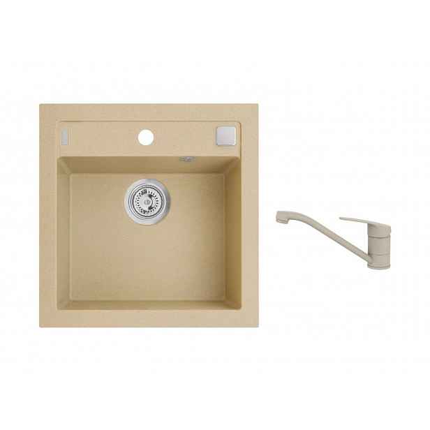 Alveus - Set dřezu Formic 20 a baterie Clara, s ovládáním odpadu, beige SETA25892