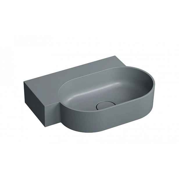 OMNIRES Ovo M+ - Umyvadlo 56x39 cm, bez přepadu, bez otvoru pro baterii, levé, matná šedá OVO555UWLAG