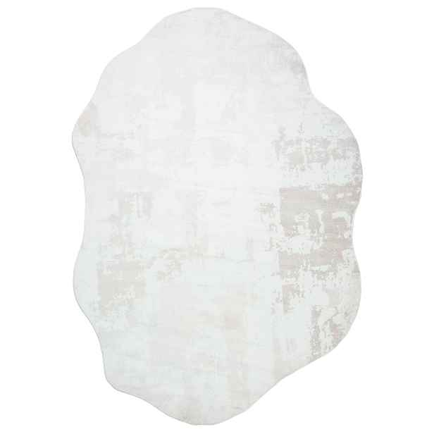 Koberec do obývacího pokoje béžový nepravidelný 140x200 cm abstraktní moderní