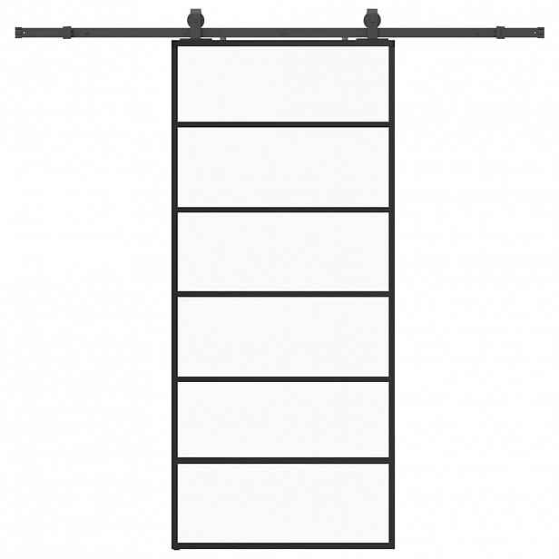 vidaXL Posuvné dveře se sadou kování černé 90x205 cm ESG Glass
