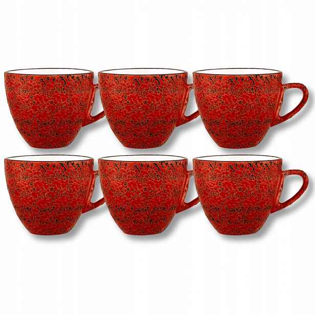 Šálek na čaj kávu porcelánový červený 300 ml Wilmax 6 kusů