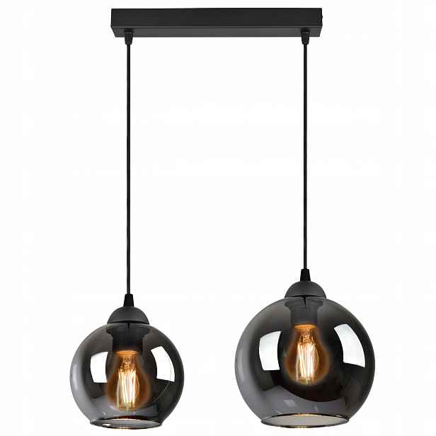 Lampa Lustr Dvě různé skleněné koule Grafit E27