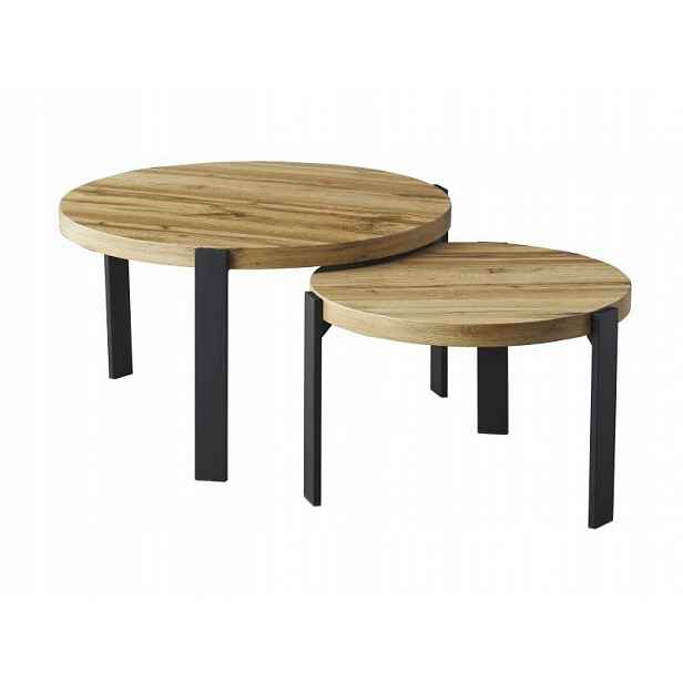 Lavice konferenční stolek Polo dub artisan/černý set Sig
