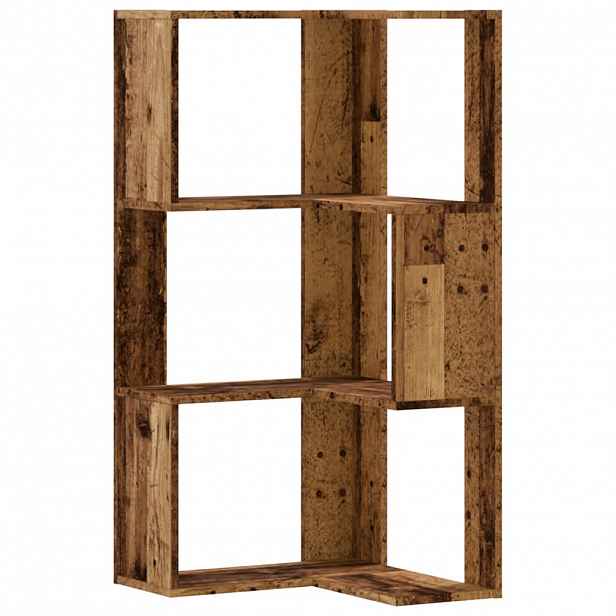 vidaXL Rohová 3patrová knihovna old wood 50x50x102 cm kompozitní dřevo