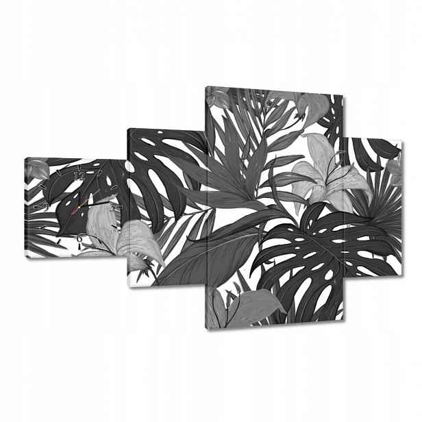 Hodiny 130x80 Černobílá monstera