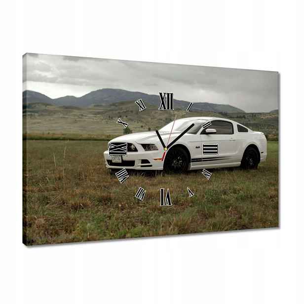 Hodiny 60x40 Bílý Ford Mustang