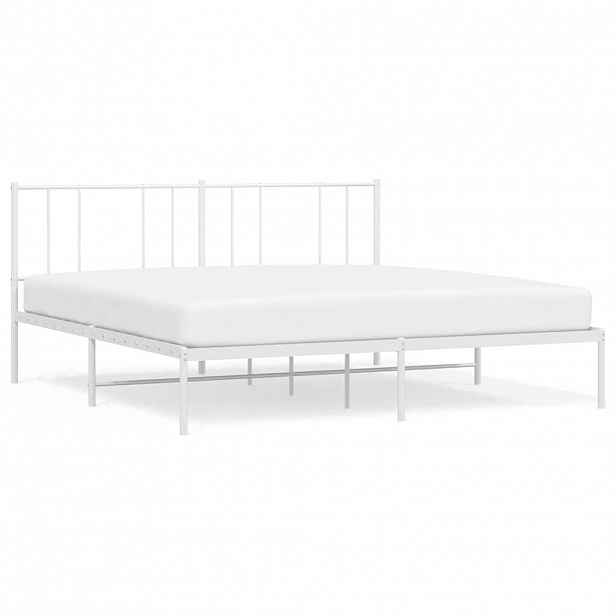 vidaXL Kovový rám postele s čelem bílý 183 x 213 cm