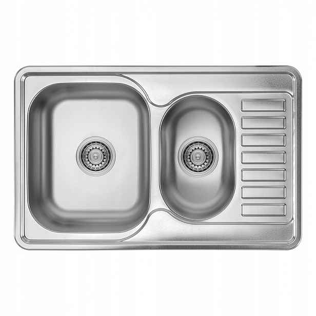 Dřez Junak, 1,5-komorový, Inox s poloodkapávačem, 78 x 50 cm