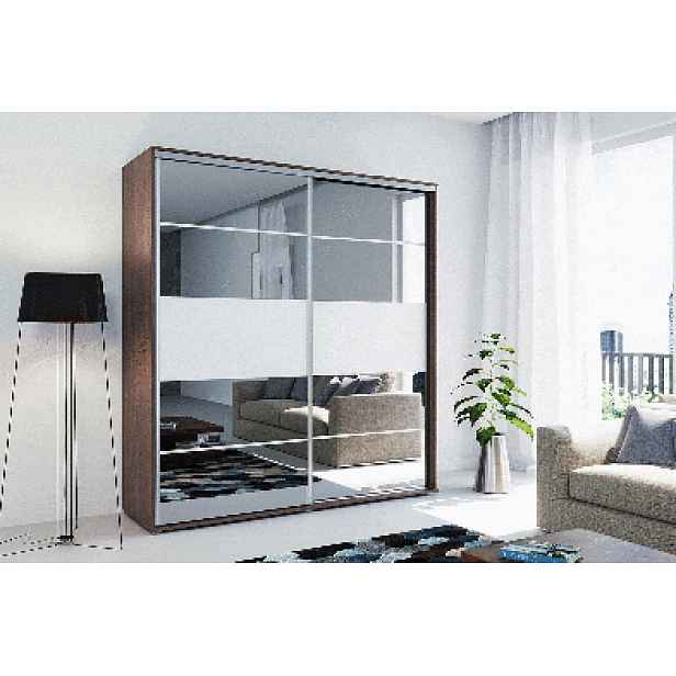 Šatní skříň Ska A6 XL Barva korpusu: Grafit, Rozměry: 125 cm, Dveře: Dub - Craft zlatý