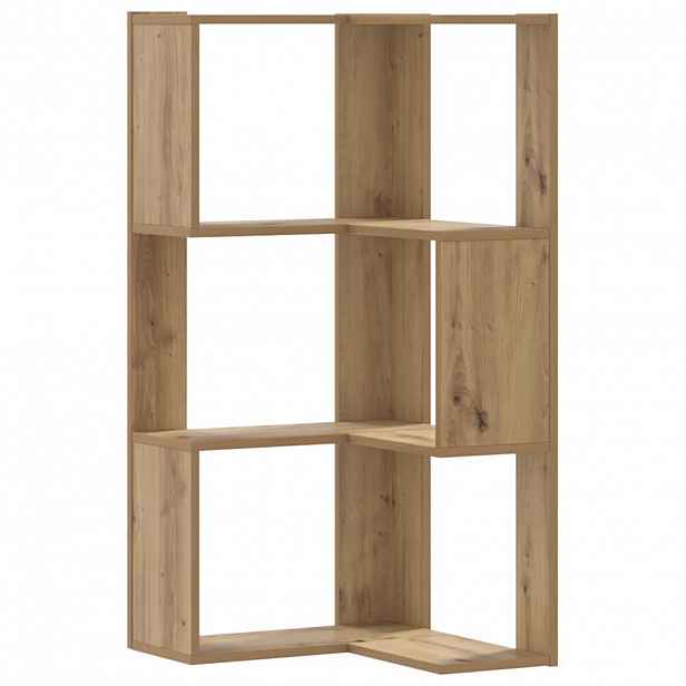 vidaXL Rohová 3patrová knihovna dub artisan 50 x 50 x 102 cm kompozit